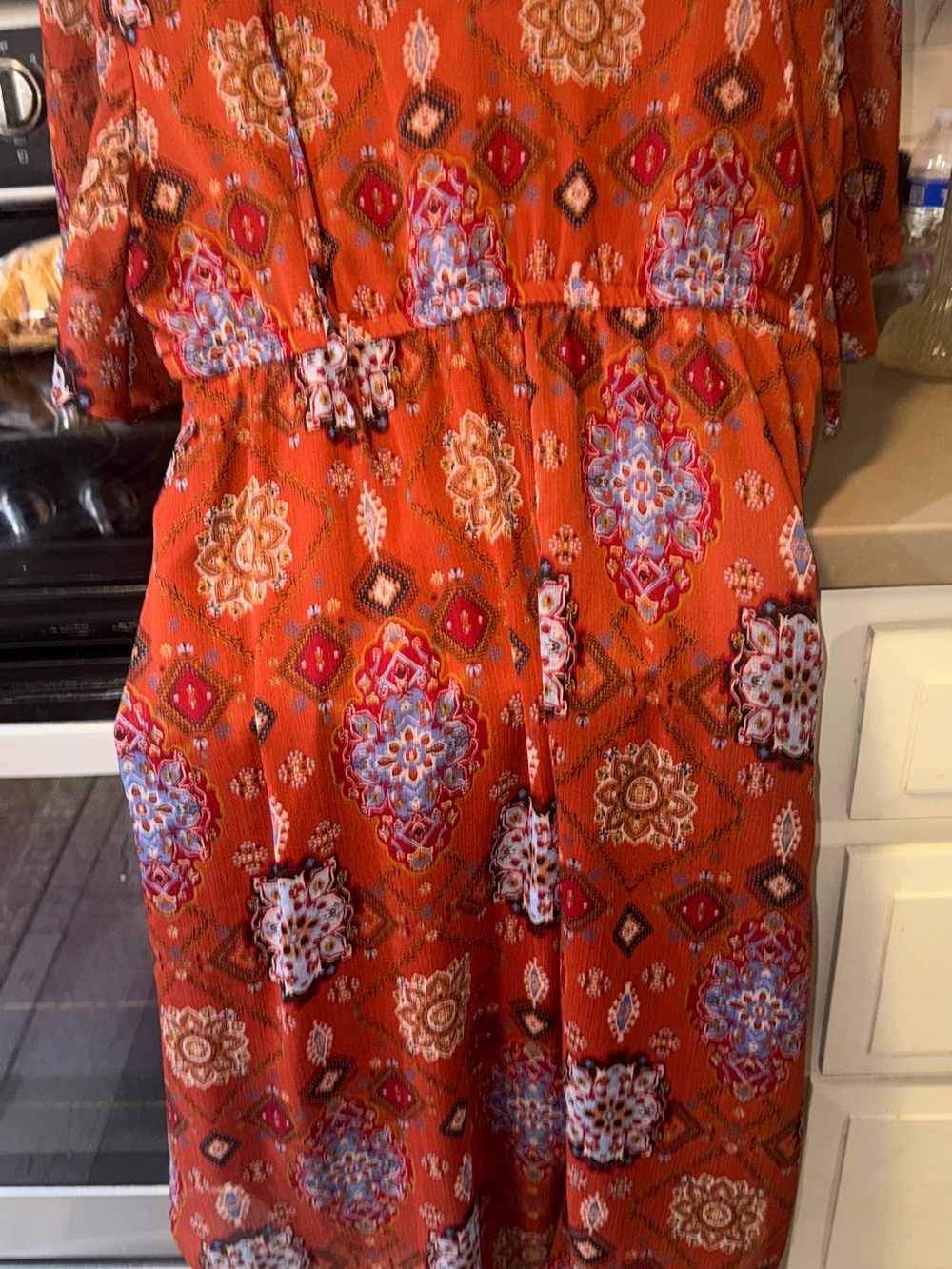Maurices Rust Orange Floral Print Maxi Dress - Picture 2 of 3